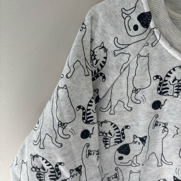 LA Soul All Over Cat Print Pullover Sweatshirt Size Large - Picture 4 of 6